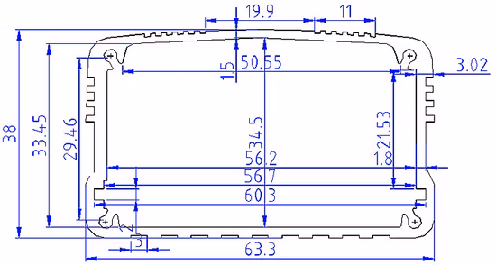 Prototipo de carcasa electrónica, caja electrónica de aluminio extruido/caja de carcasa de PCB de extrusión de aluminio, 63*38mm